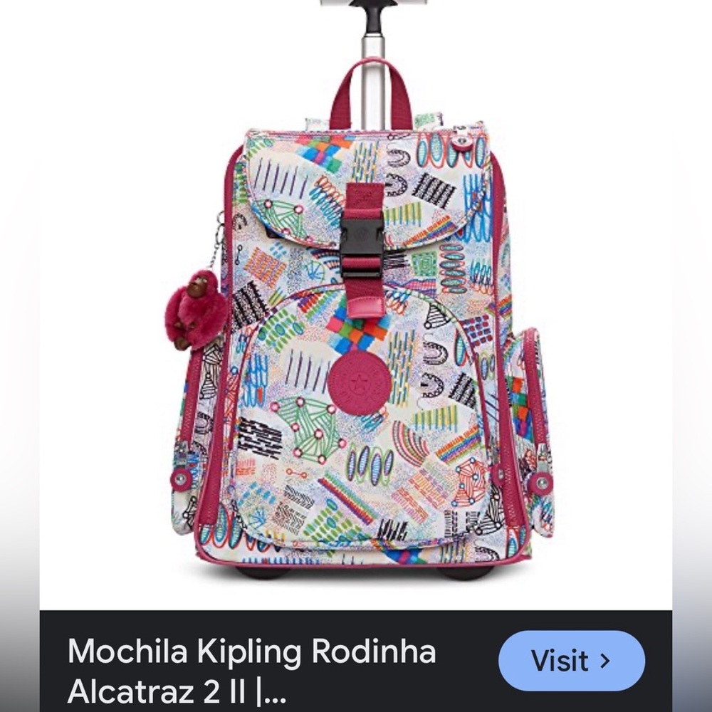 * Rare Print* Kipling Alcatraz II Large Rolling Laptop Backpack Travel Bag